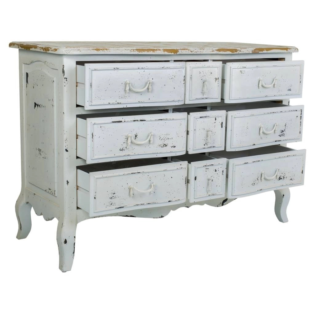 Cassettiera in legno laccato bianco 120x51x84h