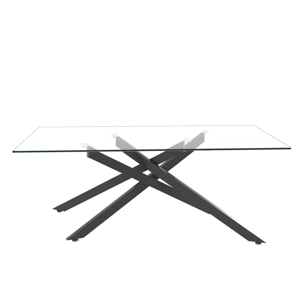 Tavolino da caffè 100x60x46 cm in vetro temperato con struttura in metallo nero