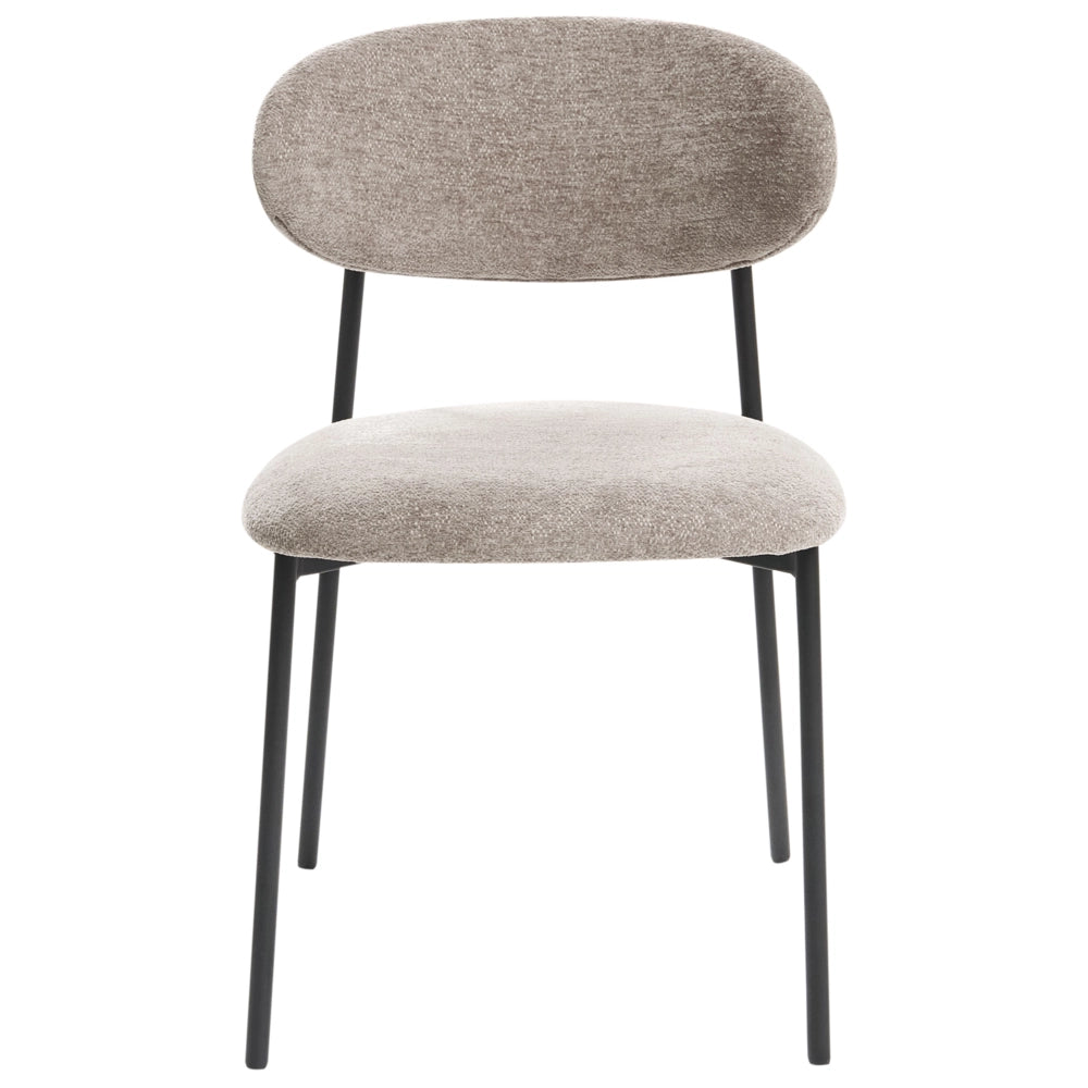 Set di 2 sedie da pranzo imbottite senza braccioli tortora base in metallo design moderno