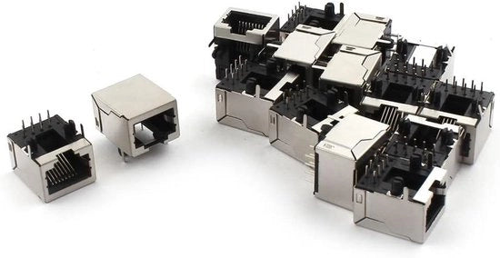 Connettori RJ45 8-pini Modulare PCB Jack da 15 pezzi, Connettori a protezione 18mm