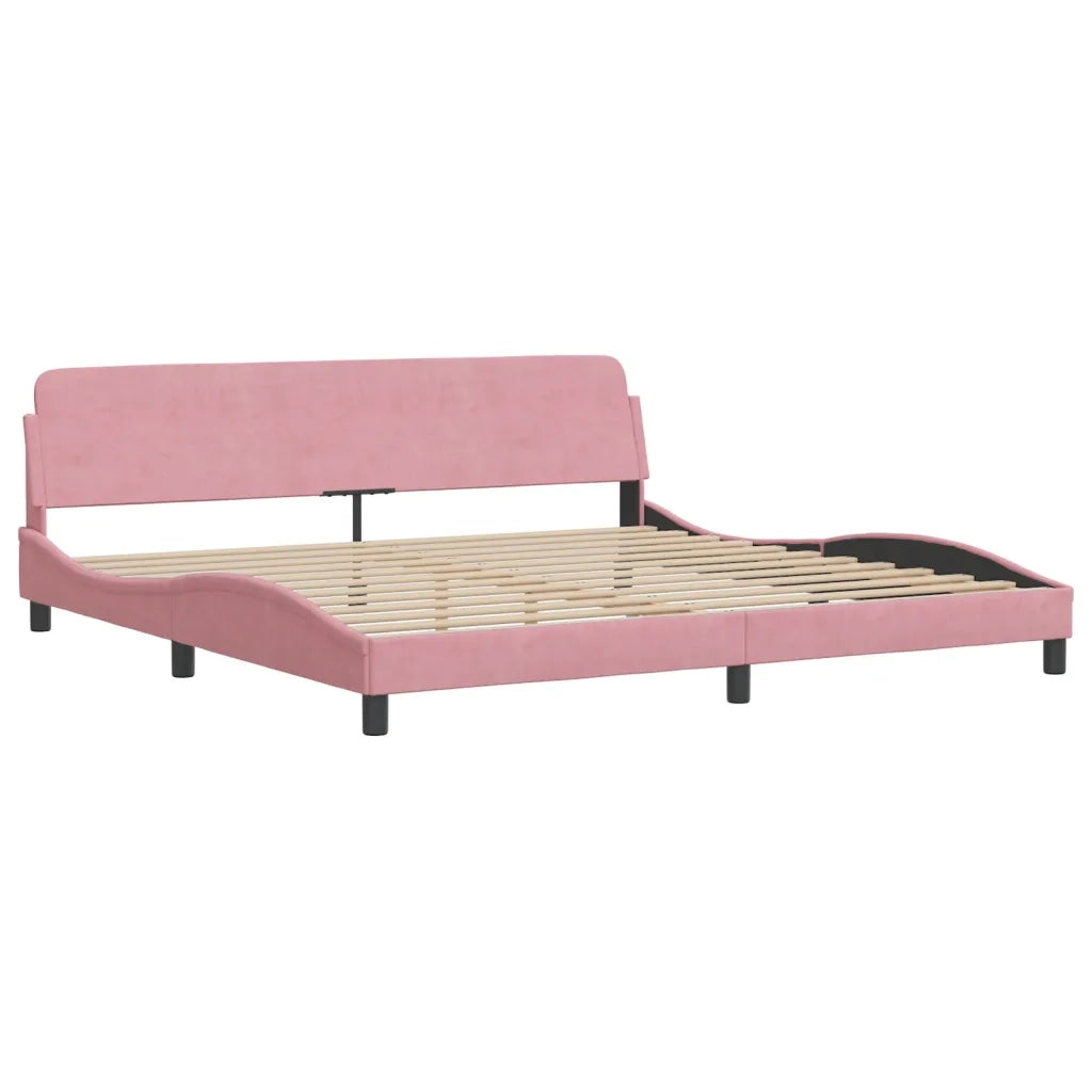 Letto con Materasso Dover Rosa 200x200 cm in Velluto 3208476