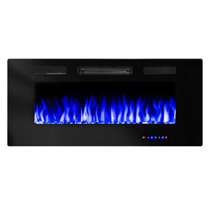 Camino Elettrico da Incasso 54,4x91,5x14 cm Effetto Fiamma 1500W Adeli Nero