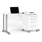 Scrivania Azzaro, Scrittoio multiuso, Tavolo per ufficio porta PC, Piano di lavoro, 150x80 h75 cm, Bianco e Grigio
