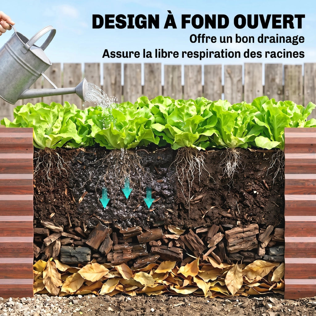 Letto da giardino rialzato in acciaio galvanizzato ¨C zephmum ¨C marrone 120x60x60 cm