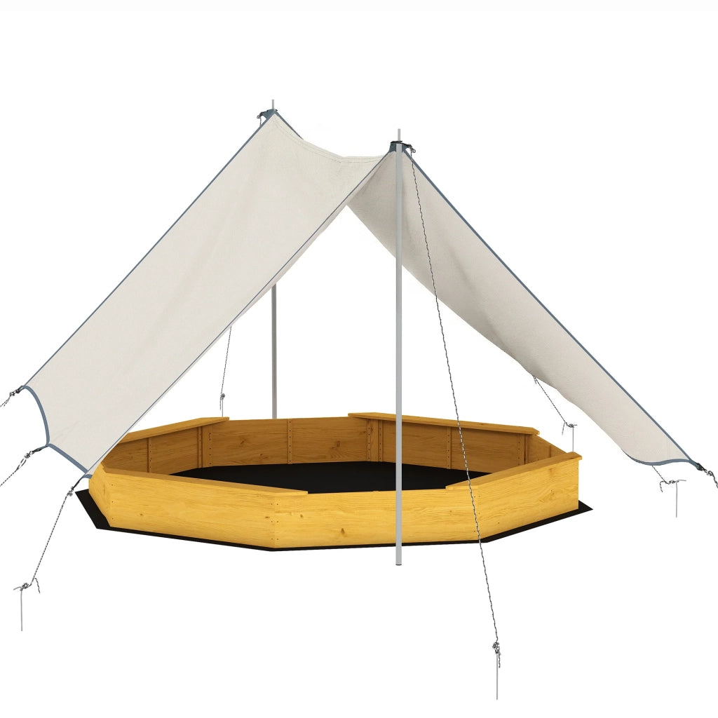 Sabbiera da esterno 214,5 x 214,5 x 22,5 cm tettoia protettiva capacità 500 l 4 panche scandinava in legno di abete giallo 21_0000355
