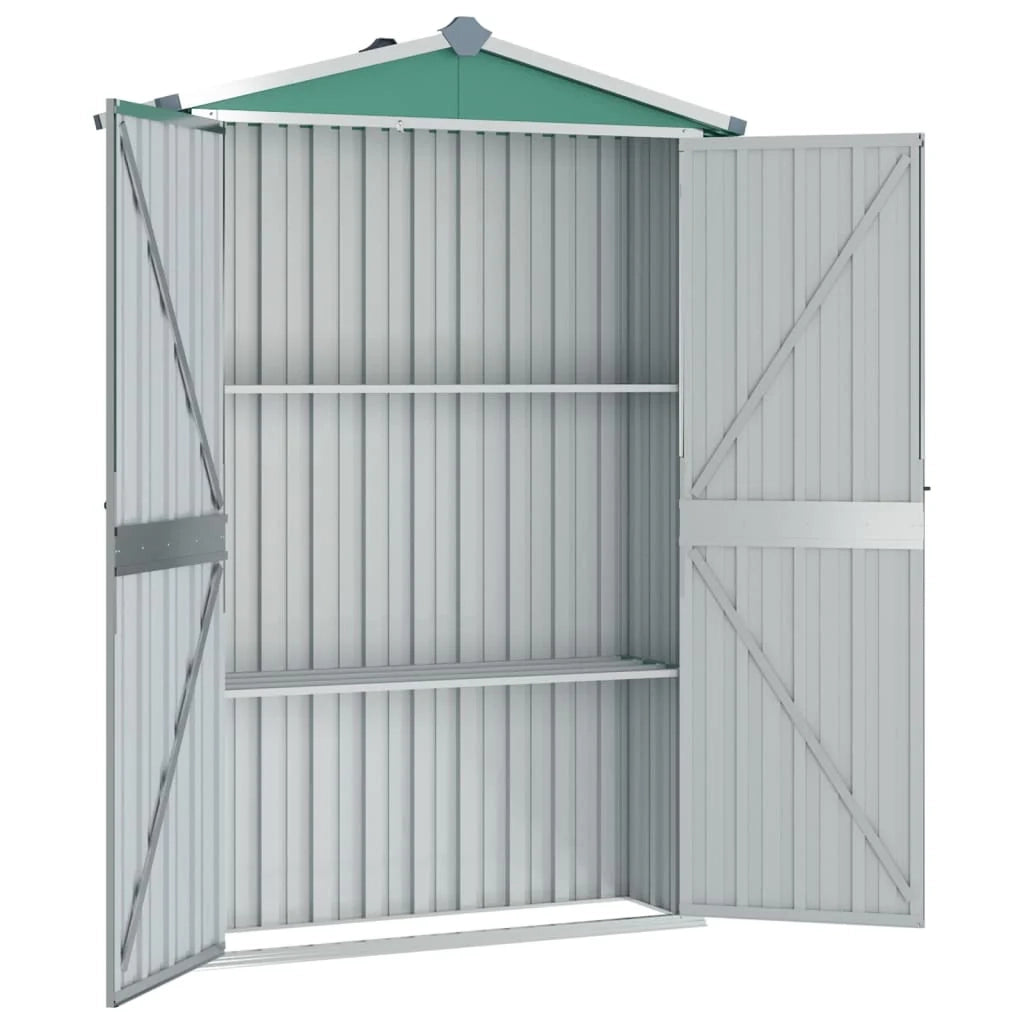 Casetta da giardino cabina ripostiglio casetta da esterno robusta casetta per attrezzi 116 x 45 x 175 cm acciaio zincato verde 02_0022343