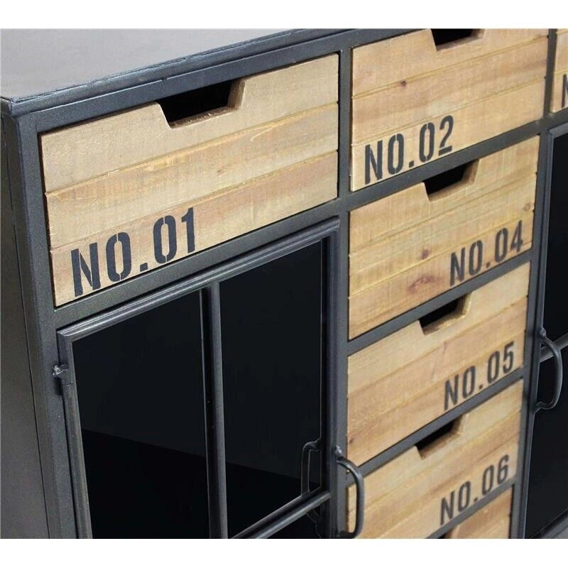 MOBILE CADEN IN ACCIAIO E LEGNO 98,5 X 38,5 X H84 CM CON RUOTE