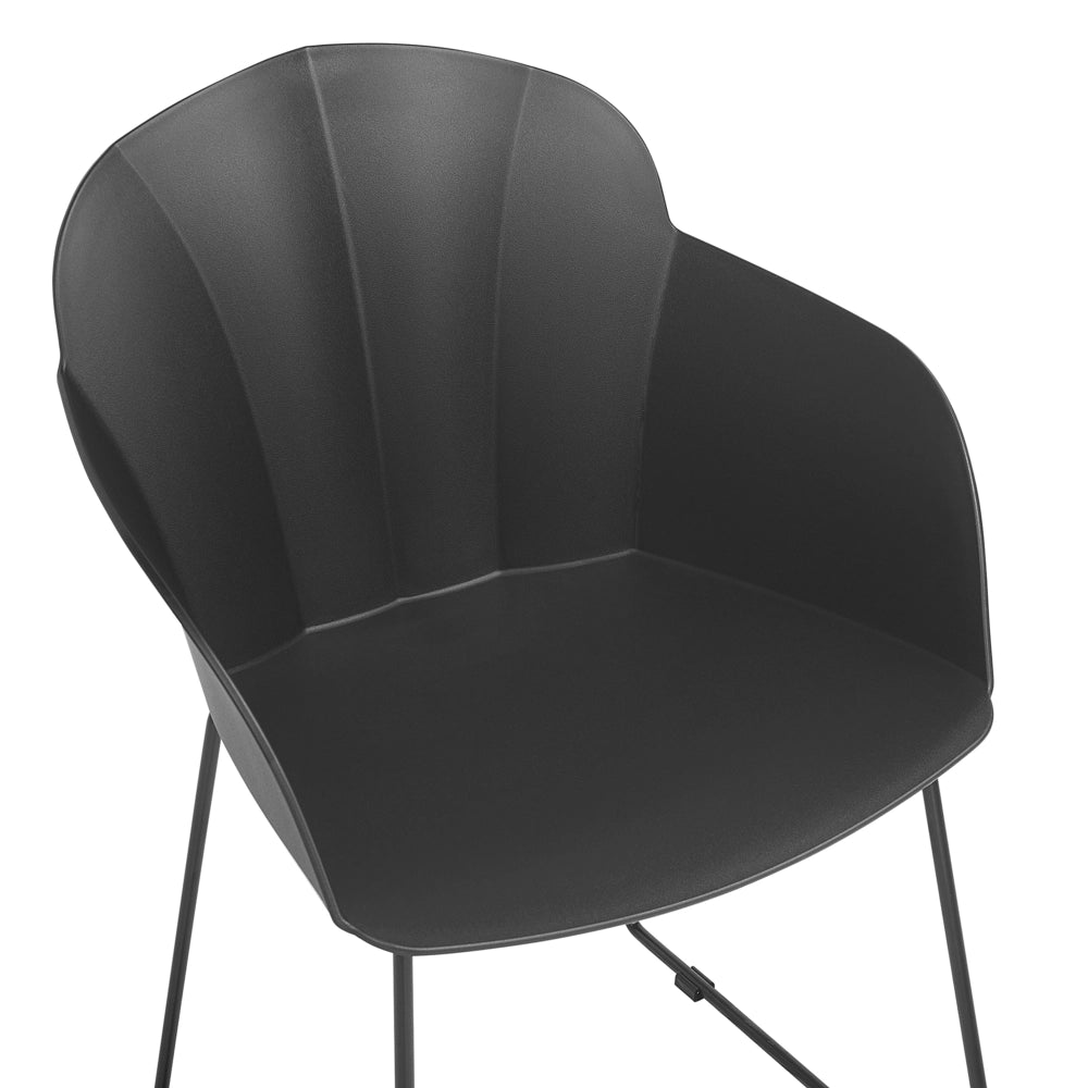 Set di 2 sedie da pranzo in materiale sintetico Nero gambe in metallo Nero formate con schienale moderno soggiorno