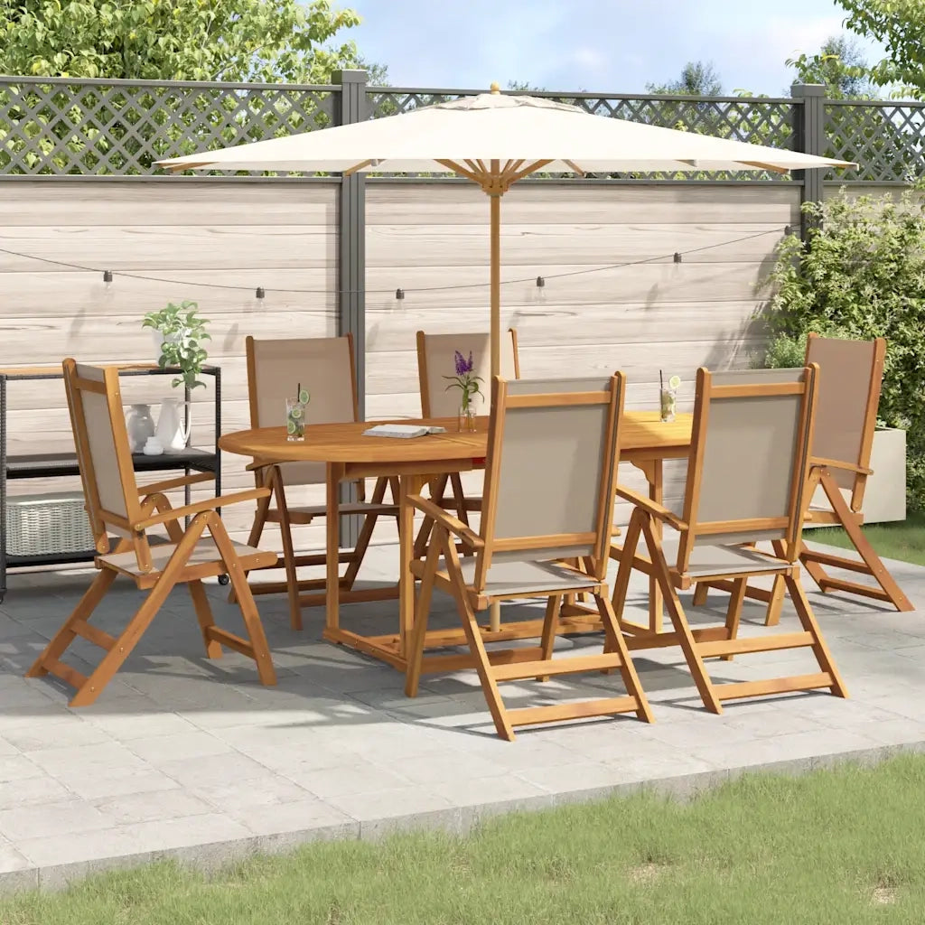 Set Pranzo da Giardino 7pz Legno Massello di Acacia e Textilene