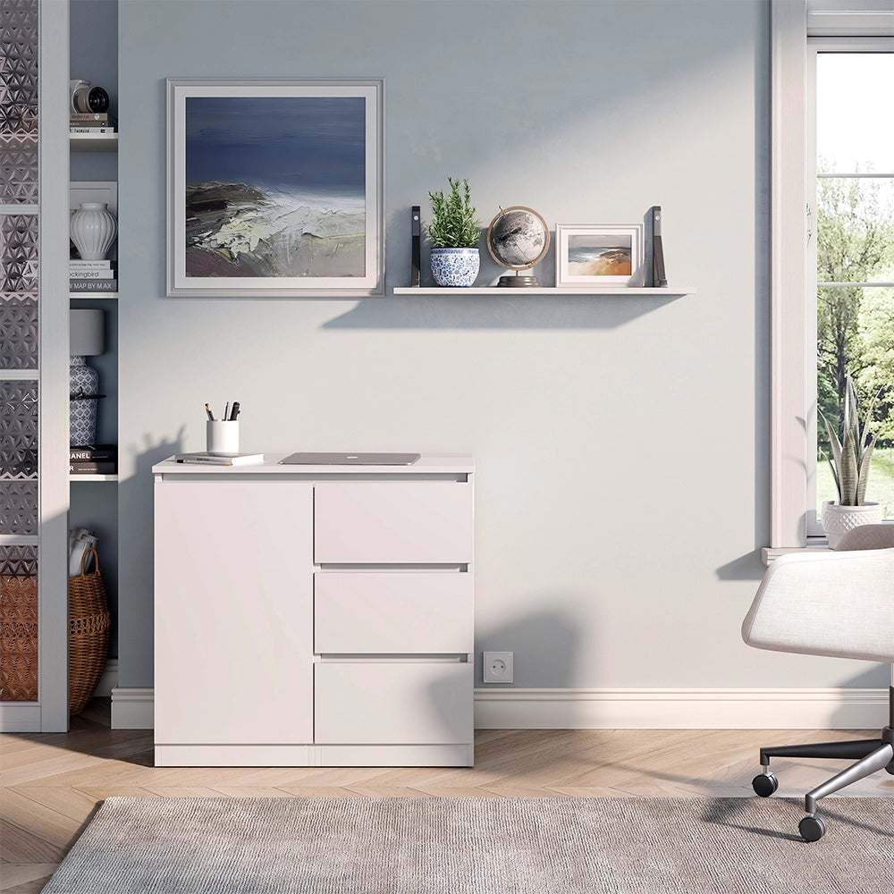 Cassettiera con funzione scrivania Varino Bianco 80 x 75.5 cm estensibile Vicco