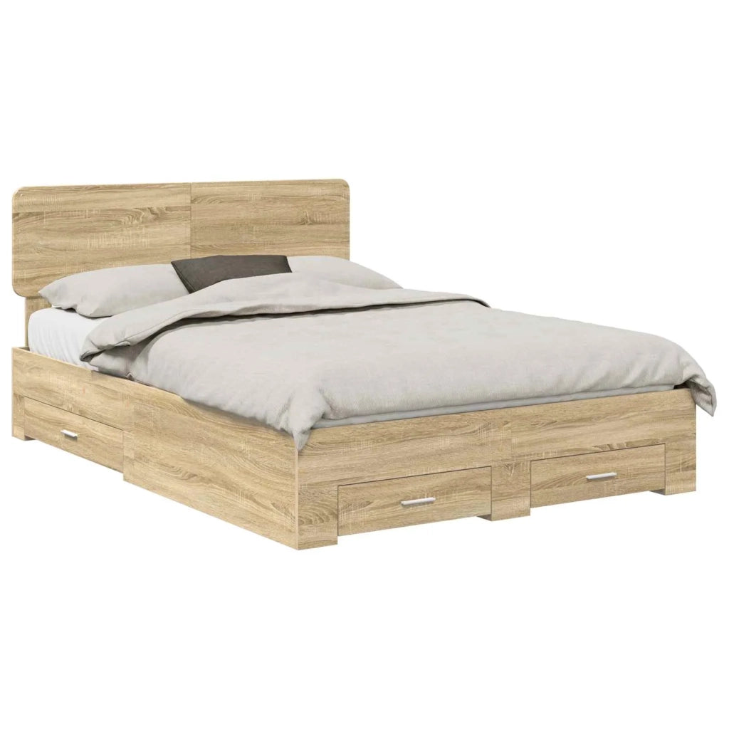 Struttura del letto con testiera Rovere Sonoma 150 x 200 cm 3412359