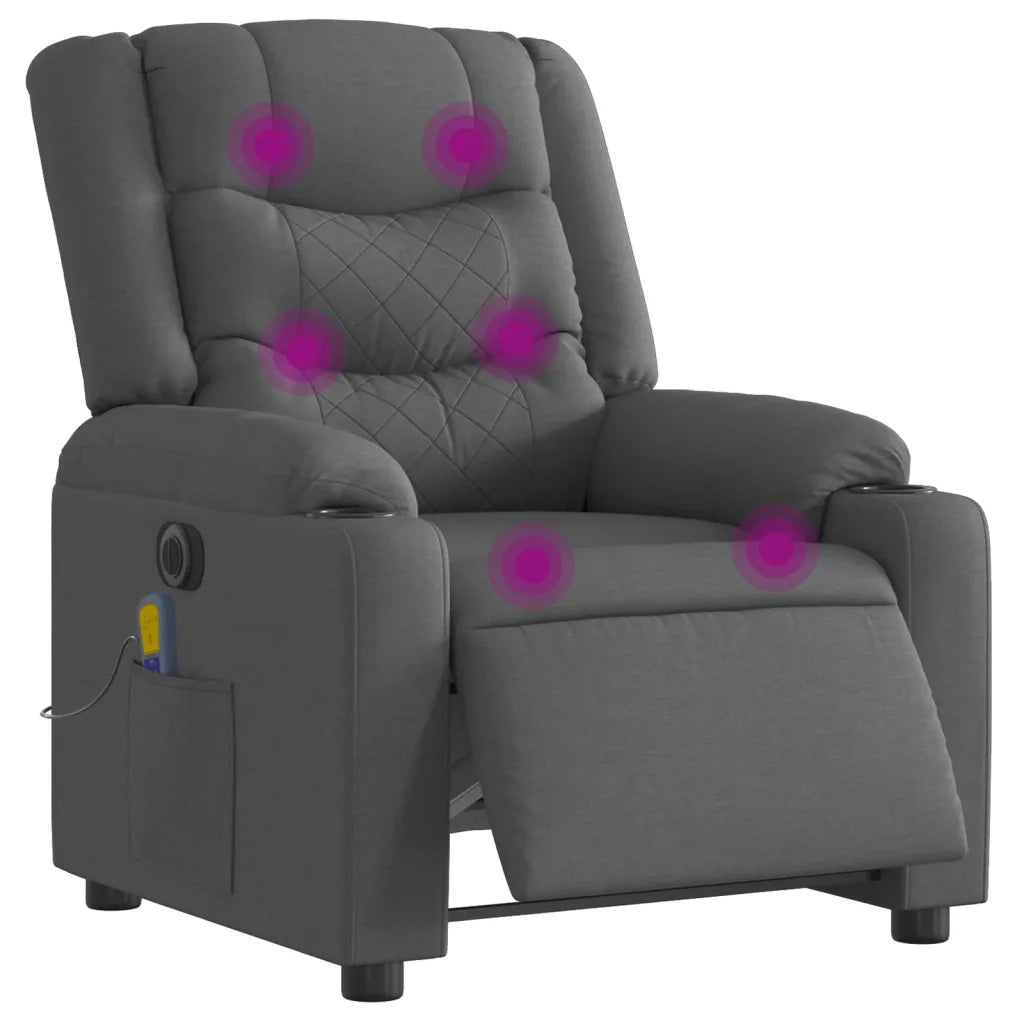 Poltrona Reclinabile Massaggio Elettrica Grigio Scuro Tessuto 3206571