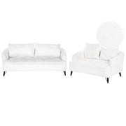Set di divani a 2 + 3 posti con struttura in legno Boucle bianco Soggiorno