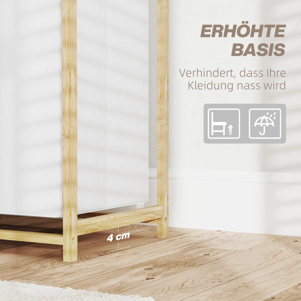Cesto portabiancheria con sacco e cassetto in tessuto ¨C Xylo ¨C Bamb¨´ bianco 70x36x70 cm