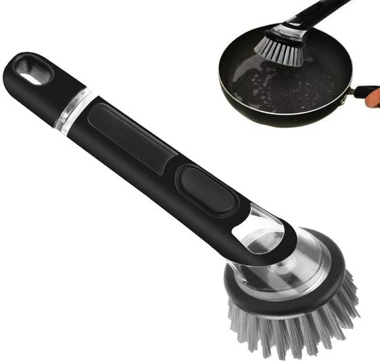 Dispensatore di sapone con manico - Spazzola per piatti efficiente per la cucina - Spazzola per piatti duratura per una pulizia efficace