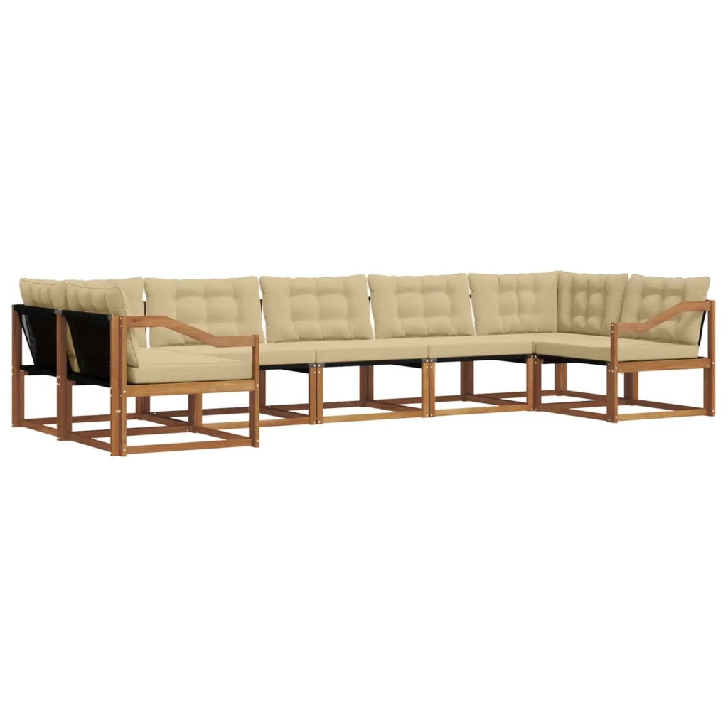 Set di divani da esterno con cuscino 7 pcs Naturale e Beige