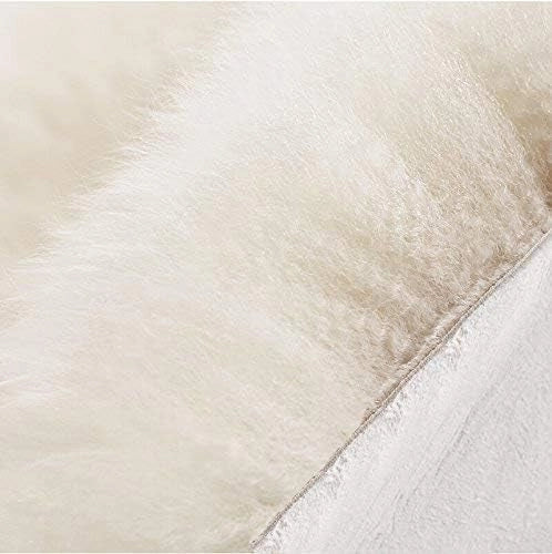 Tappeto ecologico in pelliccia di agnello, vera pelliccia naturale morbida e fluttuante, adatto per soggiorno, camera da letto, stanza dei bambini, bianco, (180-210)x60 cm