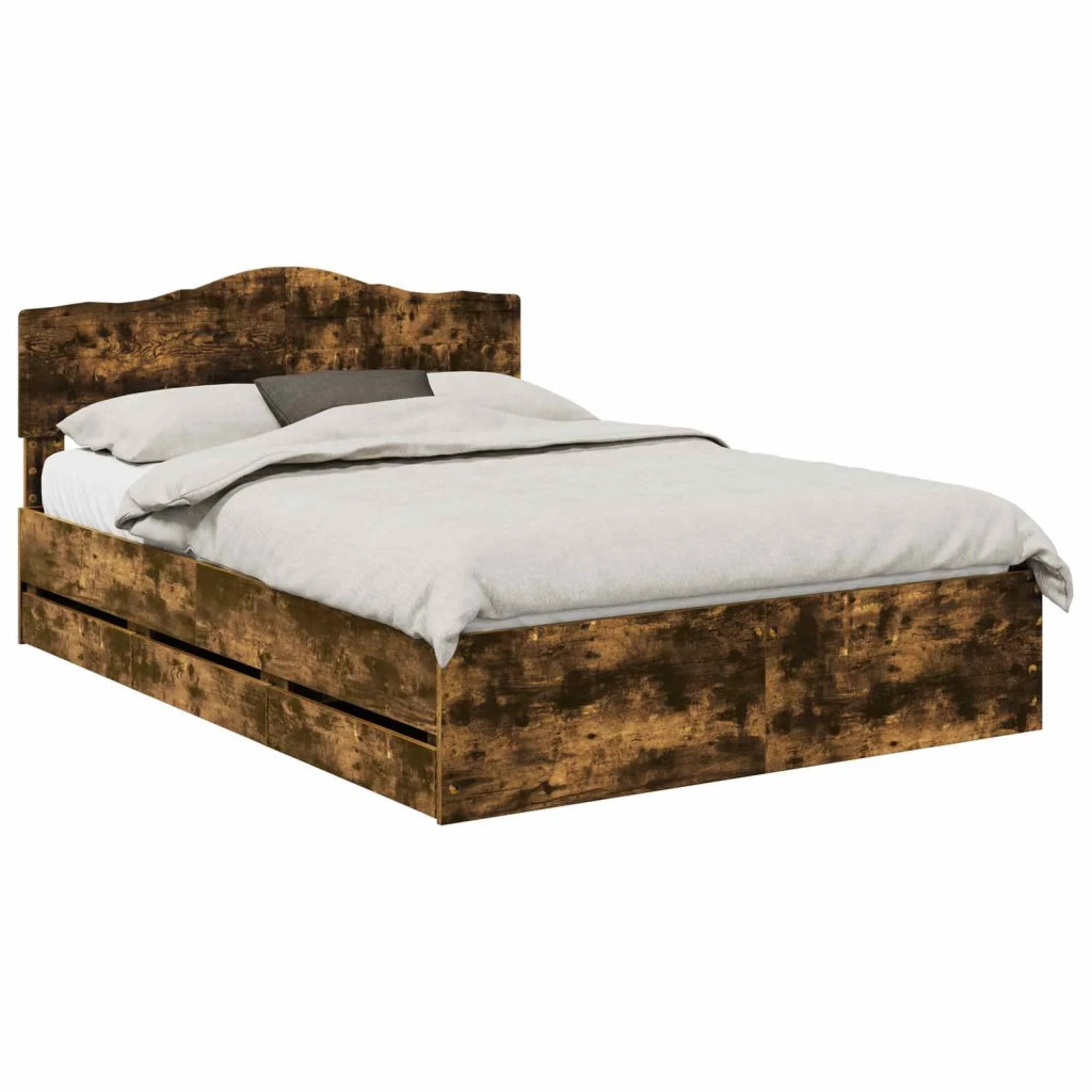 Struttura del letto con cassetto Rovere fumé 140 x 200 cm 3413002