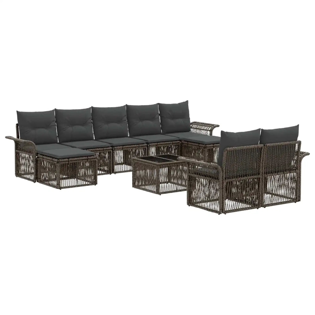 Set Divano da Giardino 10 pcs Grigio polyrattan
