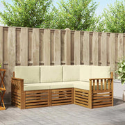 Set divani 4 pcs Naturale e Crema Legno di Acacia Massello