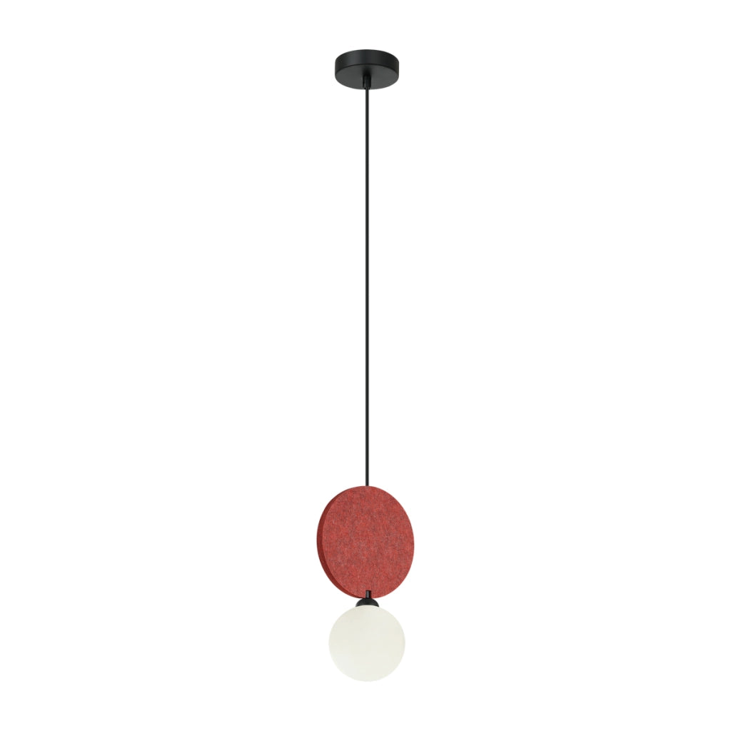 Lampada a sospensione Andrea nera feltro rosso G9 Italux