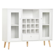 Mobile Cucina con Bottigliera, Cassetto e 2 Ante a Vetro ¨C zephmum ¨C Bianco 100x33x80 cm