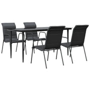 Set da Pranzo da Giardino 5 pz | Set Salotto da Giardino Nero in Acciaio e Textilene