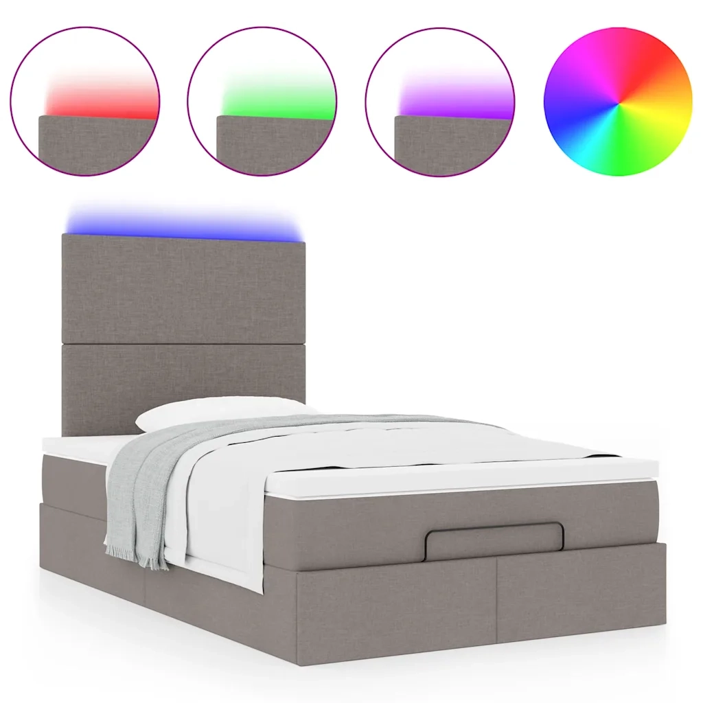 Struttura Letto Pouf con Materasso Tortora 120x190 cm Tessuto 3313910