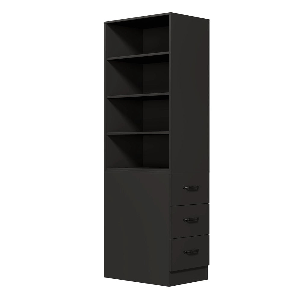 Scaffale per libri alto 180 cm - Zephmum - Stretto, cassetti laterali, ripiani regolabili