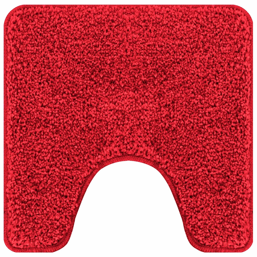 Tappeto Antiscivolo per Bagno con Taglio per Toilette Rosso 4019818