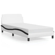 Letto singolo | Letto per adulti | Giroletto Dover Nero e Bianco 100x200 cm in Similpelle