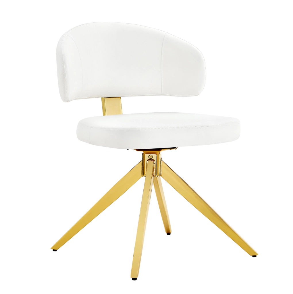 Set di 2 sedie girevoli con schienale curvo in PU bianco