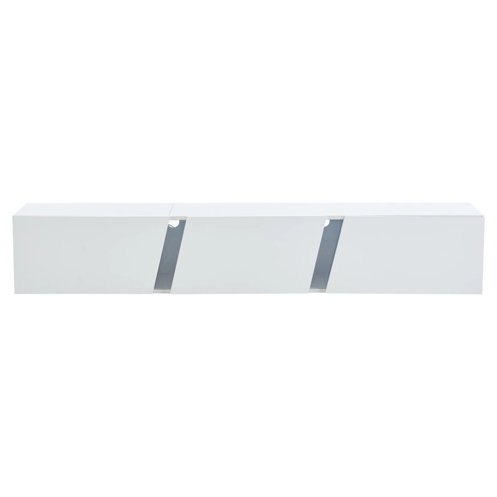 Mobile TV a Parete con LED ¨C MINIMAL ¨C Bianco Lucido, 3 Ante, 180x35x30 cm