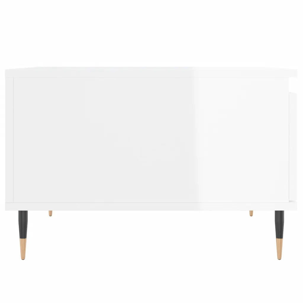 Tavolino Salotto Bianco Lucido 55x55x36,5 cm Legno Multistrato