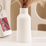 Vaso ceramico a forma rotonda - Decorazione boho - 20 cm - Bianco - Liscio
