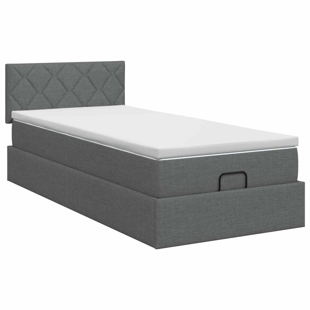 Letto ottomano con materasso Grigio Scuro 80 x 200 cm Tessuto 3456365