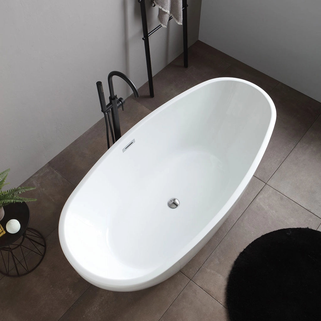 Vasca da bagno centro stanza in acrilico bianco
