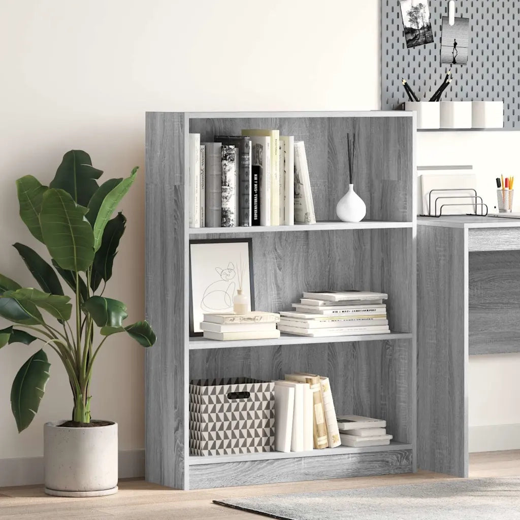 Libreria-Scaffale per Libri-Mobile di Stoccaggio Grigio Sonoma 80x24x109 cm in Legno Multistrato