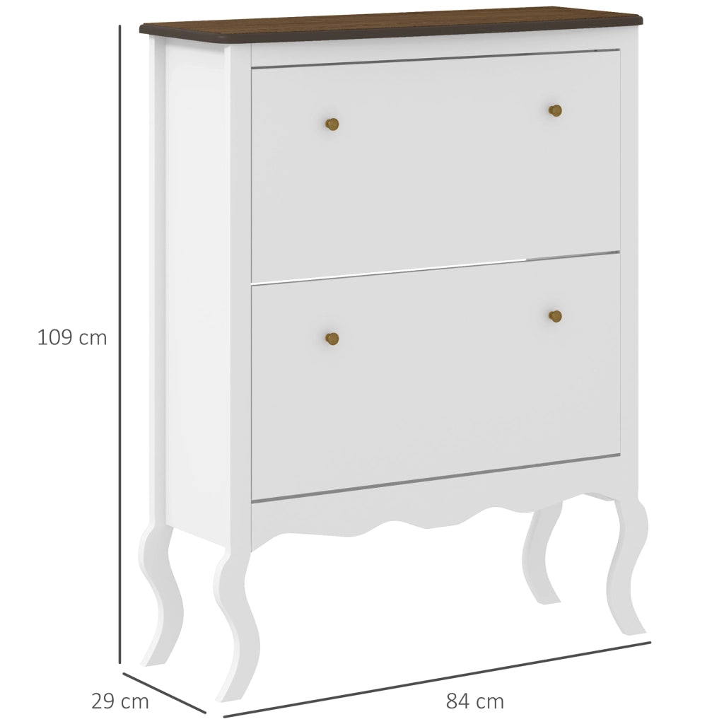 Mobiletto per Scarpe con 2 Ante e Ripiani Aggiustabili ¨C zephmum ¨C 84x29x109 cm Bianco