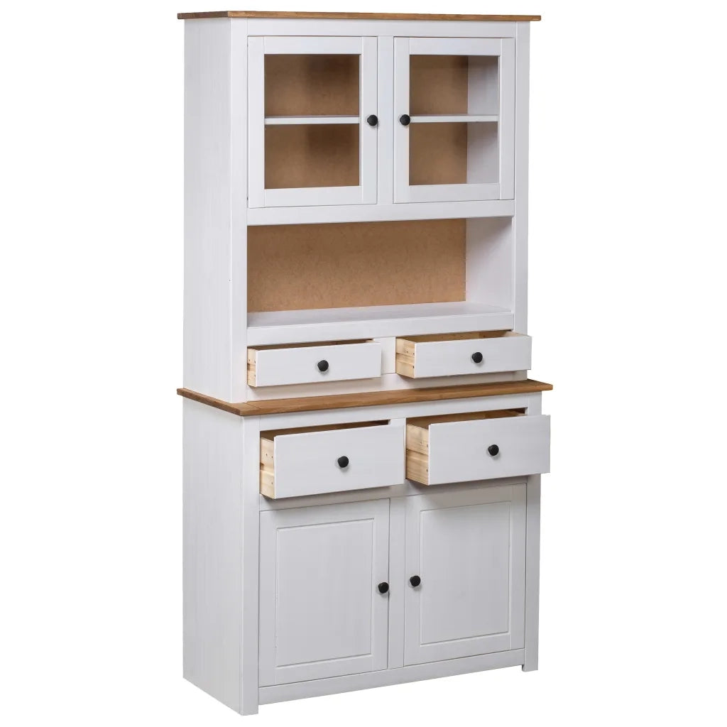 Credenza Bianca 93x40,5x180 cm in Legno Massello di Pino Panama cod mxl 73231