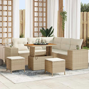Set Divano da Giardino con cuscino 8 pcs Beige polyrattan