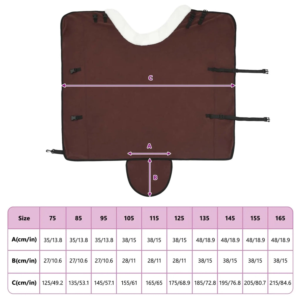 Coperta per Cavalli Marrone Scuro Completo 145 cm Felpa in pile