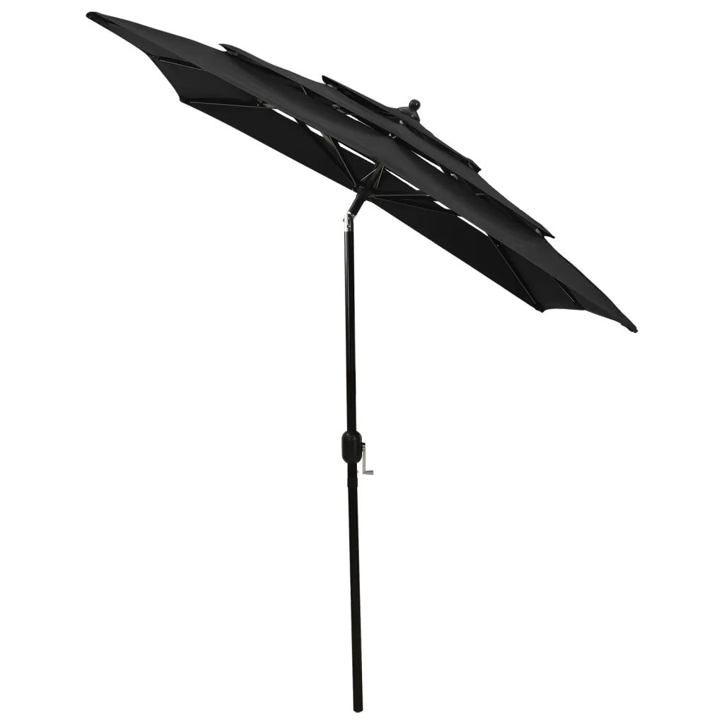 Ombrellone a Sbalzo 3 Livelli-Ombrello da giardino Palo Alluminio 2x2 m Nero