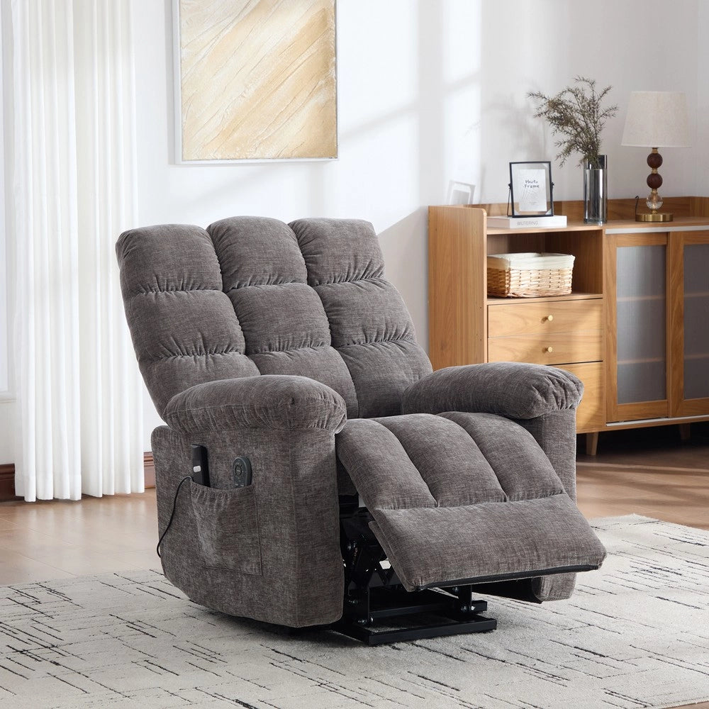 Poltrona Relax Elettrica Alzapersona Massaggiante con Poggiapiedi ¨C MINIMAL ¨C Grigio