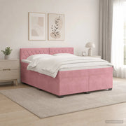 Letto con Box Spring, Materasso e LED Rosa 140 x 200 cm Velluto 3452191