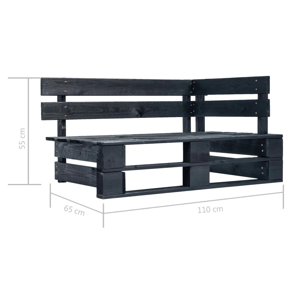 Set Divani in Pallet con Cuscini 6 pz in Pino Impregnato Nero 3067017