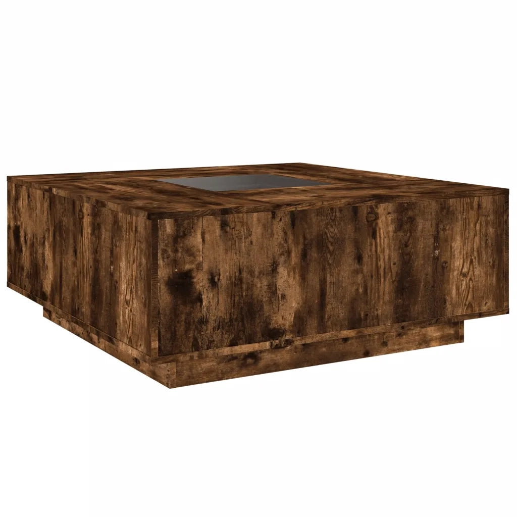 Tavolino da Salotto con LED Infinity Rovere Fumo 100x100x40 cm 3284046