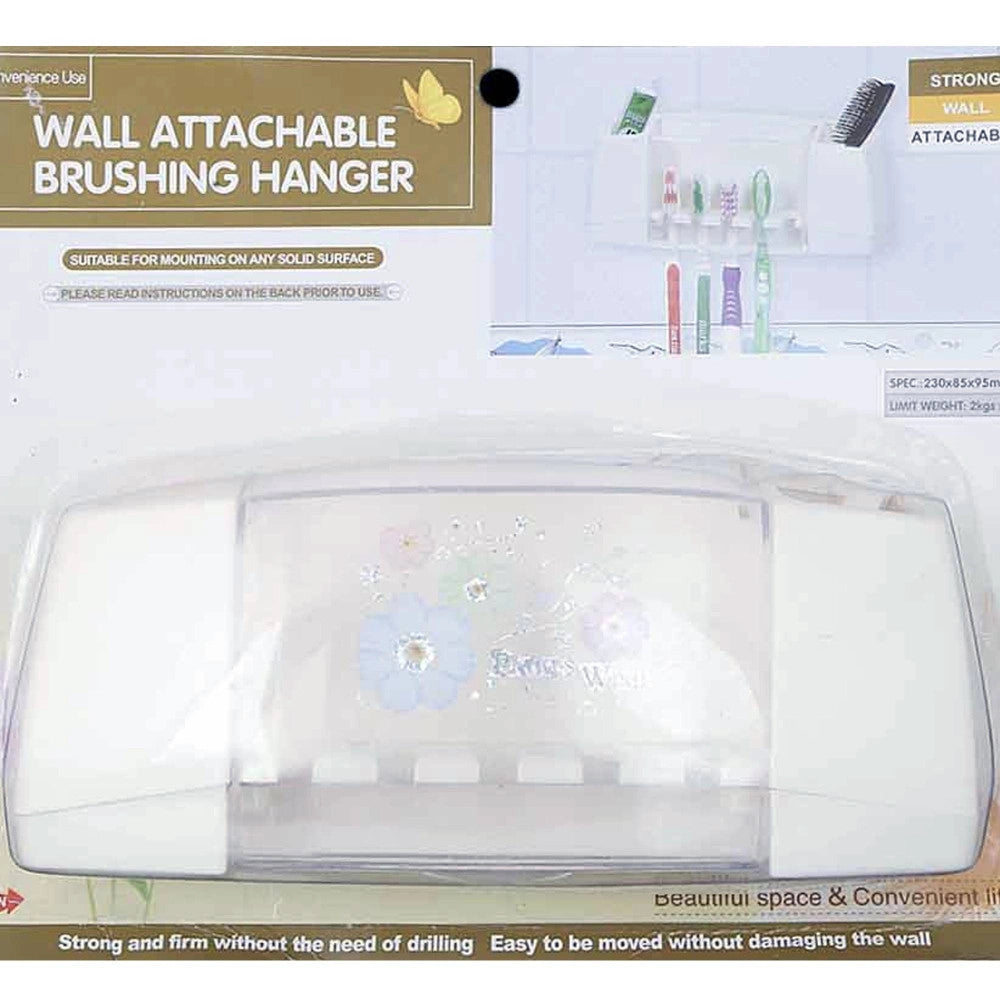 Trade Shop - Porta Spazzolini Da Denti Dendifricio Con Attacco A Ventosa A Parete Per Bagno -