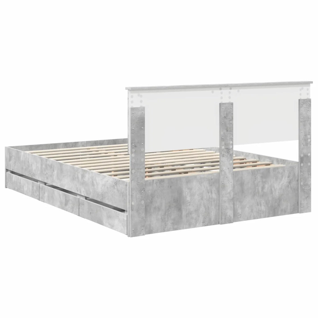 Struttura del letto con cassetto Grigio cemento 140 x 190 cm 3410710