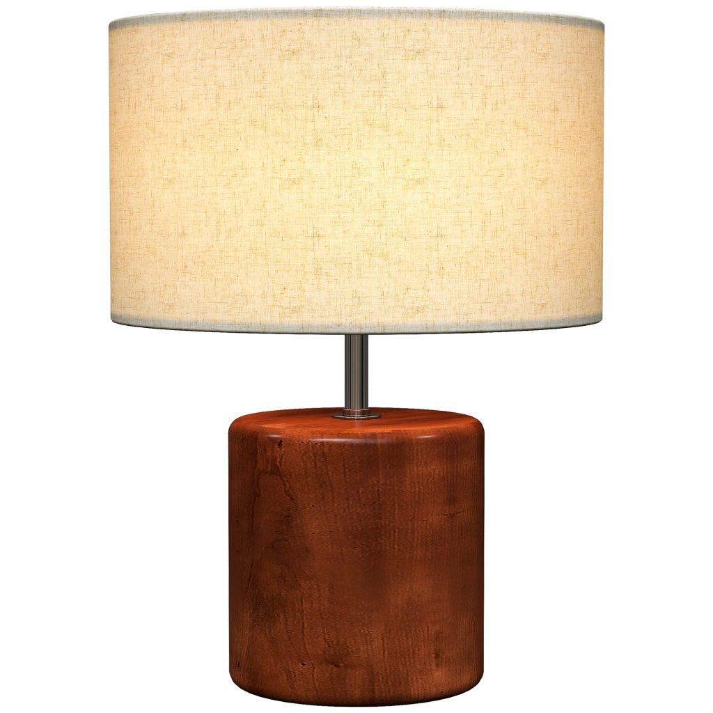 Lampada da tavolo rustica con base in legno e paralume in lino ¨C zephmum ¨C Marrone